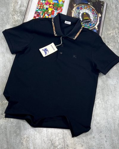 Burberry Check Trim Cotton Piqué Polo Shirt for Men