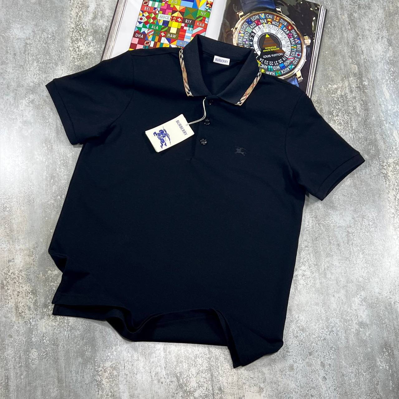 Burberry Check Trim Cotton Piqué Polo Shirt for Men