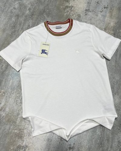 Burberry Check Trim Cotton white T-Shirt