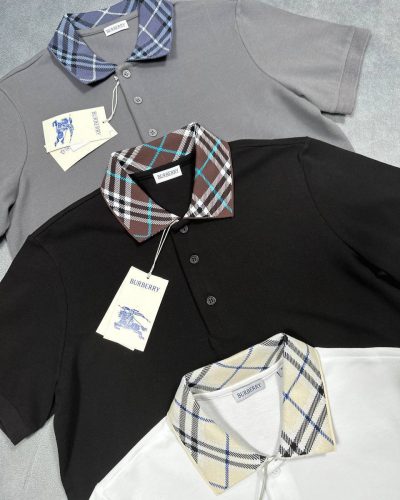 Burberry Checked-Collar Cotton Polo Shirt for Men – Multiple Colours