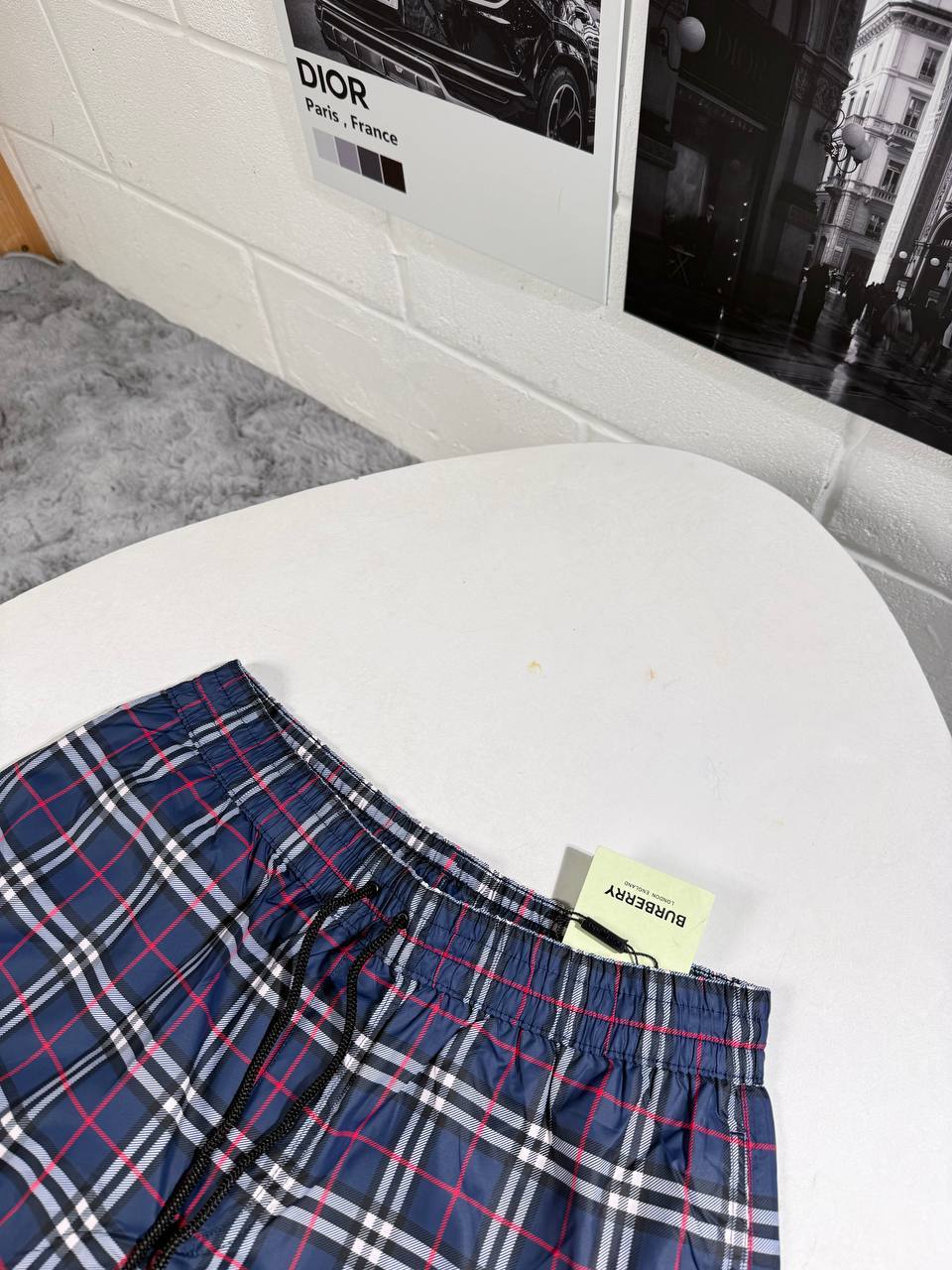 Burberry Checked Drawcord Shorts for Men – Blue - Image 3
