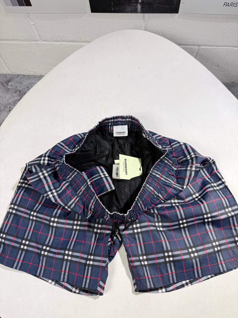 Burberry Checked Drawcord Shorts for Men – Blue - Image 2