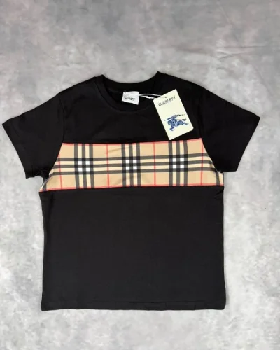 Burberry Clone Quailty Vintage Check Panelled Cotton T-Shirt