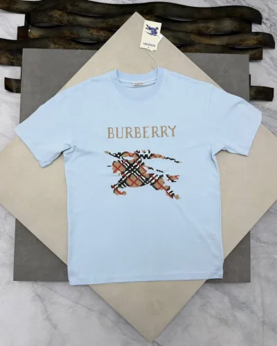 Burberry EKD Sketch Cotton AAA Quailty T-Shirt sky blue