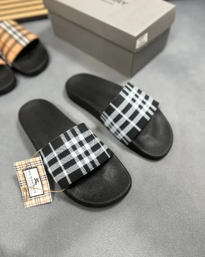 Burberry Furley Check Rubber First Copy Sliders for Men