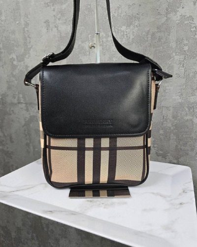 Burberry Haymarket Check Messenger Bag – Beige & Black