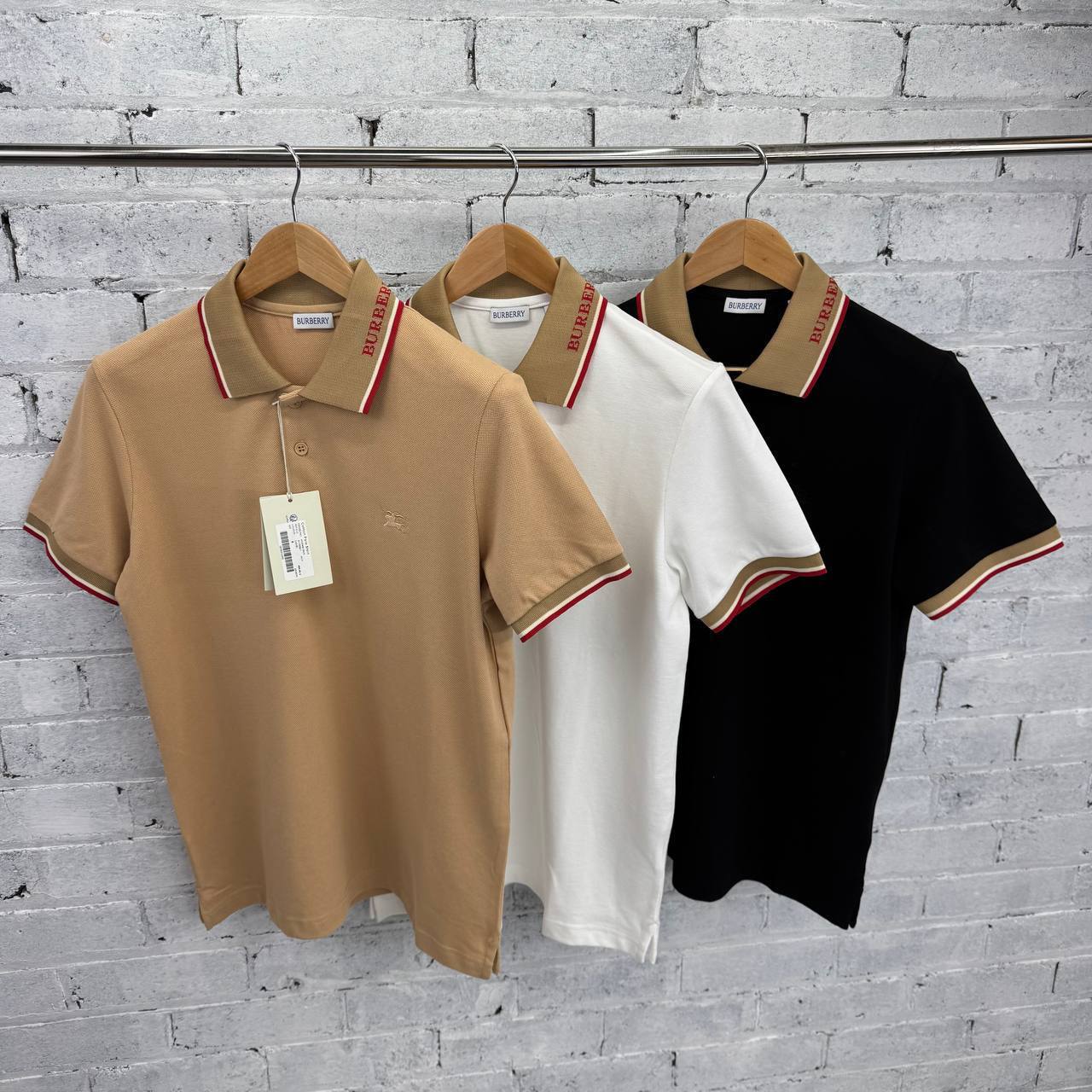 Burberry Men's Intarsia Logo Collar Cotton Piqué Polo Shirt