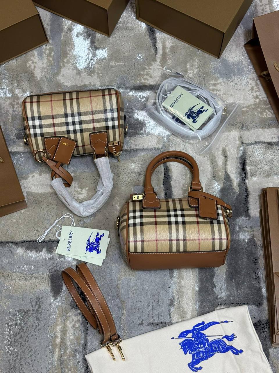 Burberry Mini Check Messenger Bag – Beige