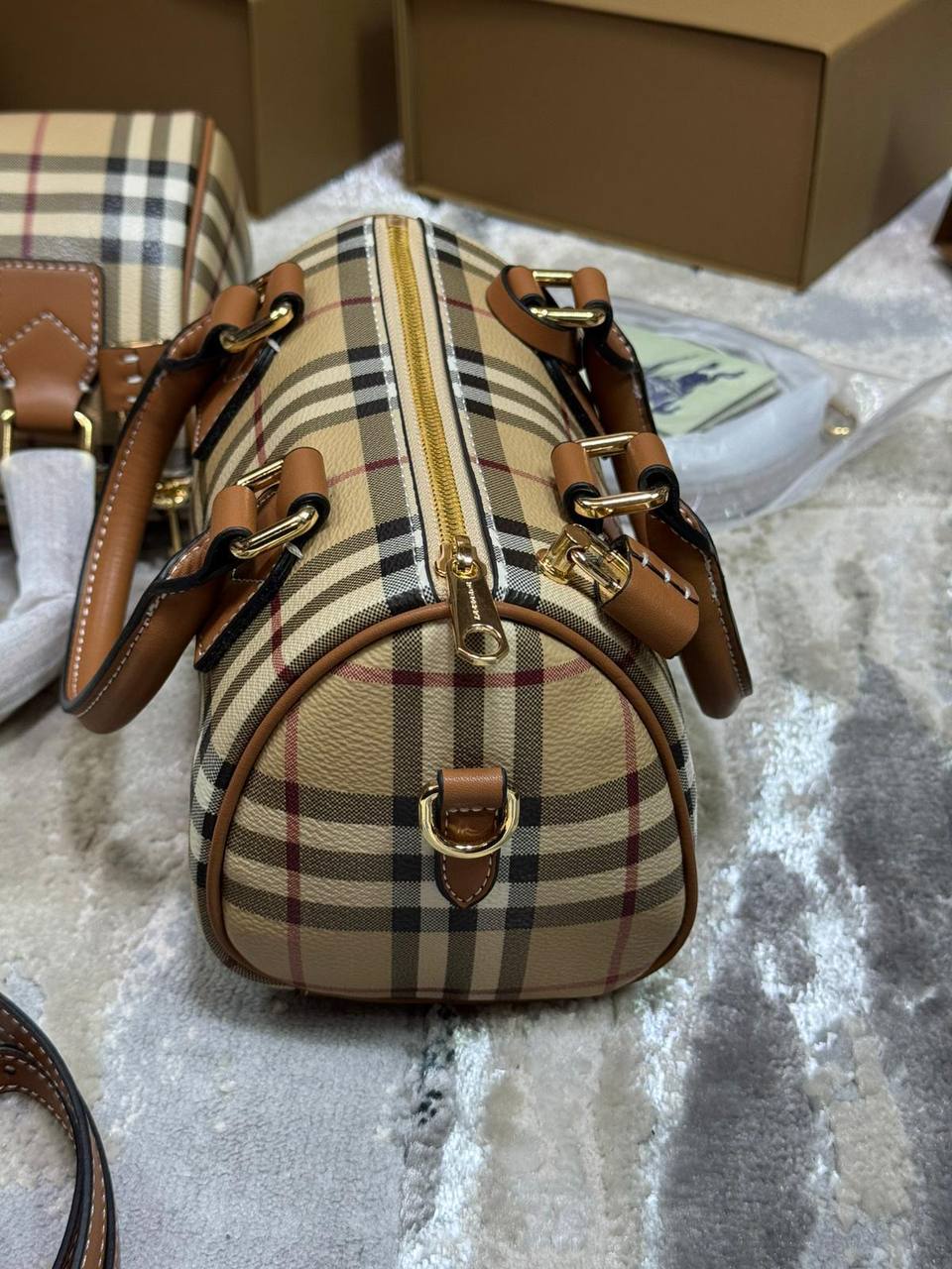 Burberry Mini Check Messenger Bag – Beige - Image 2