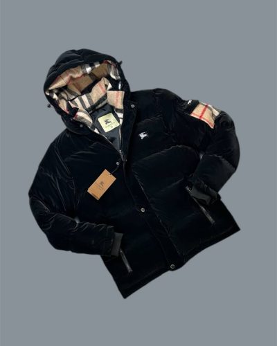Burberry Noir Taille Black Puffer AAA Quality Jacket with Arm Pocket for Men