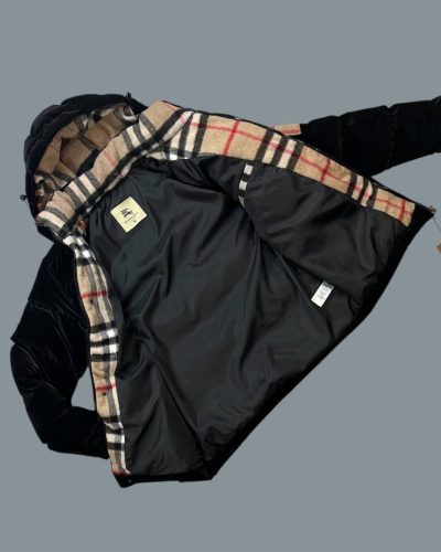 Burberry Noir Taille Black Puffer AAA Quality Jacket with Arm Pocket for Men