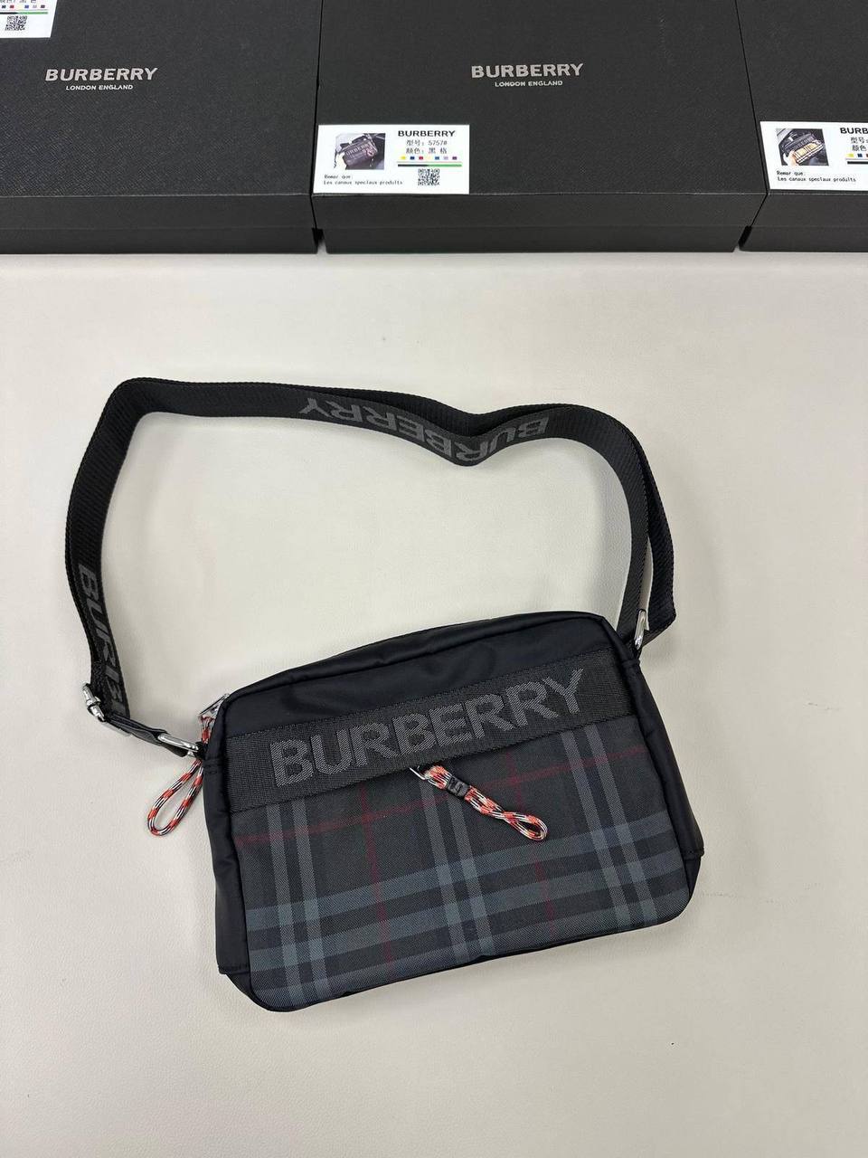 Burberry Paddy Dark Charcoal House Check Crossbody Bag