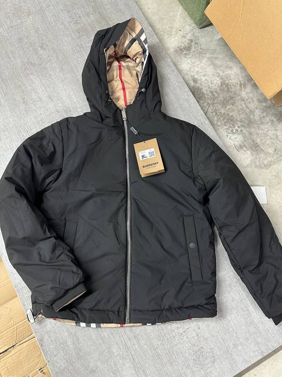 Burberry Stretton Reversible Check 1:1 Replica Puffer Jacket with Zip Pockets