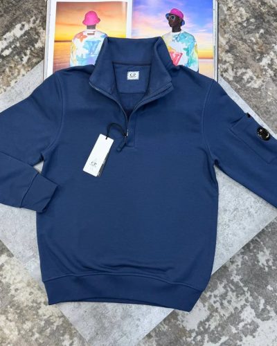 C.P. Company Diagonal Raised Fleece AAA Quality Lens Quarter-Zip Sweatshirt