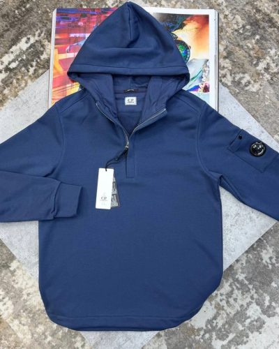C.P. Company Diagonal Raised Fleece Lens Quarter-Zip Hoodie