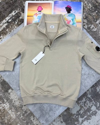 C.P. Company Light Fleece Half-Zip Jumper AAA Quailty beige