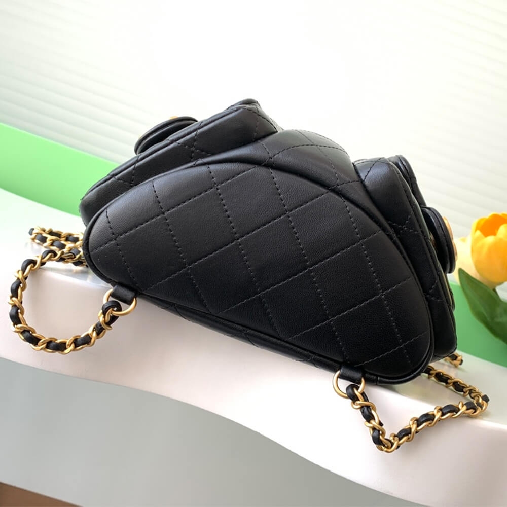 Chanel Black Luxury Fake Backpack in Shiny Lambskin - Image 6