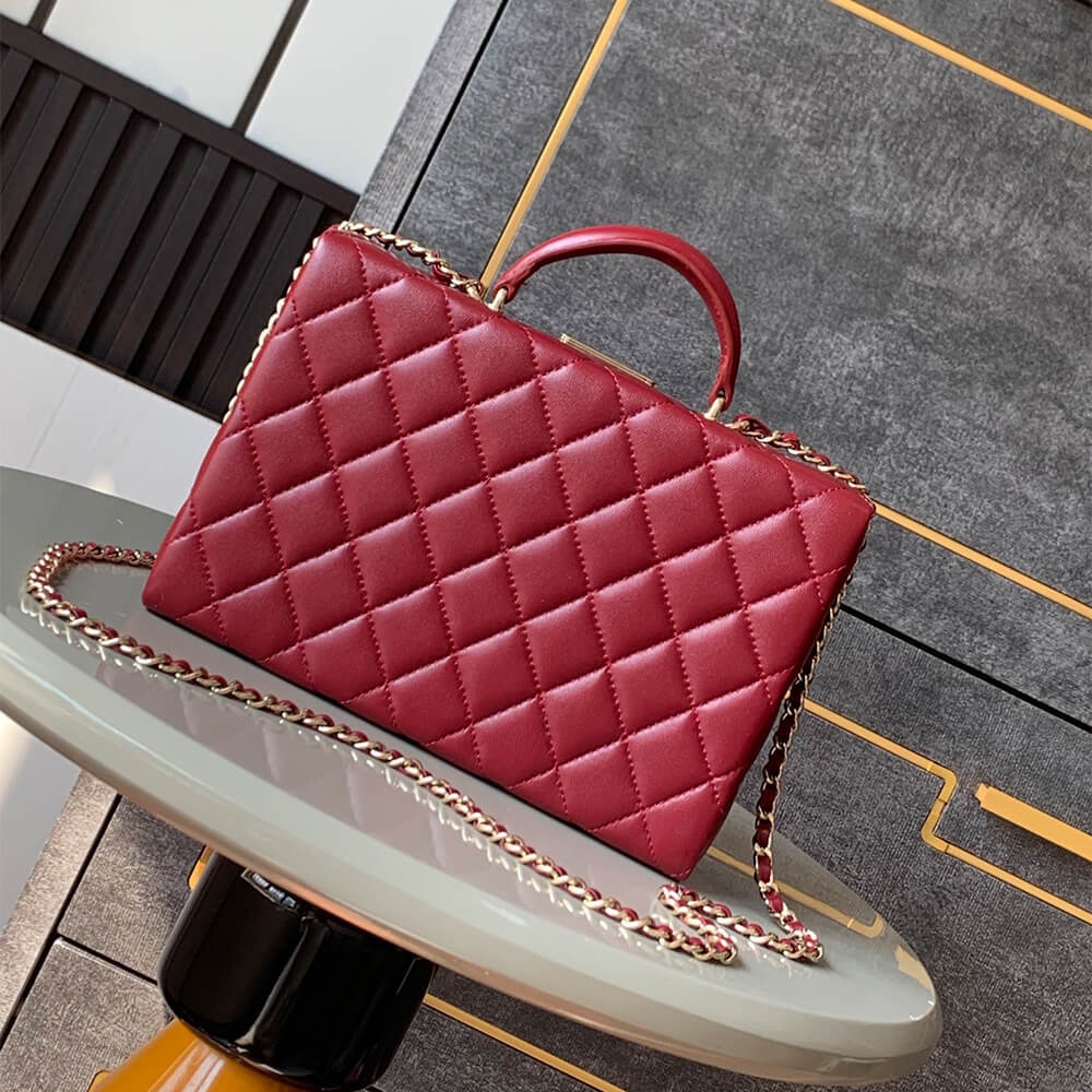 Chanel Box Pack AAA Quality Bag in Wine Red Lambskin - Image 3