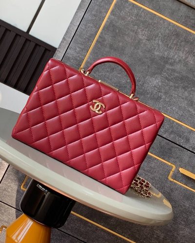 Chanel Box Pack AAA Quality Bag in Wine Red Lambskin