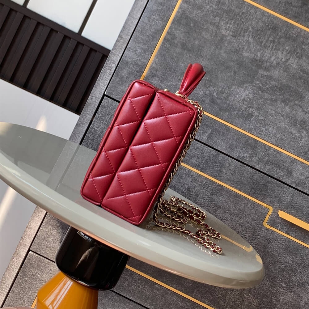 Chanel Box Pack AAA Quality Bag in Wine Red Lambskin - Image 2