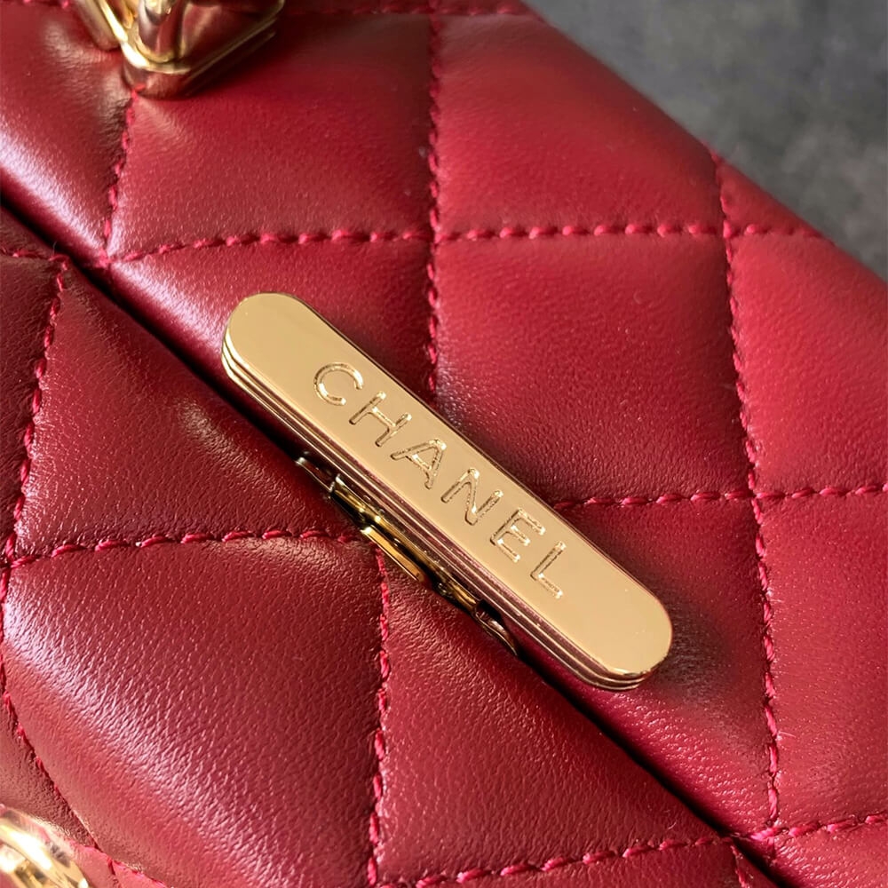 Chanel Box Pack AAA Quality Bag in Wine Red Lambskin - Image 6