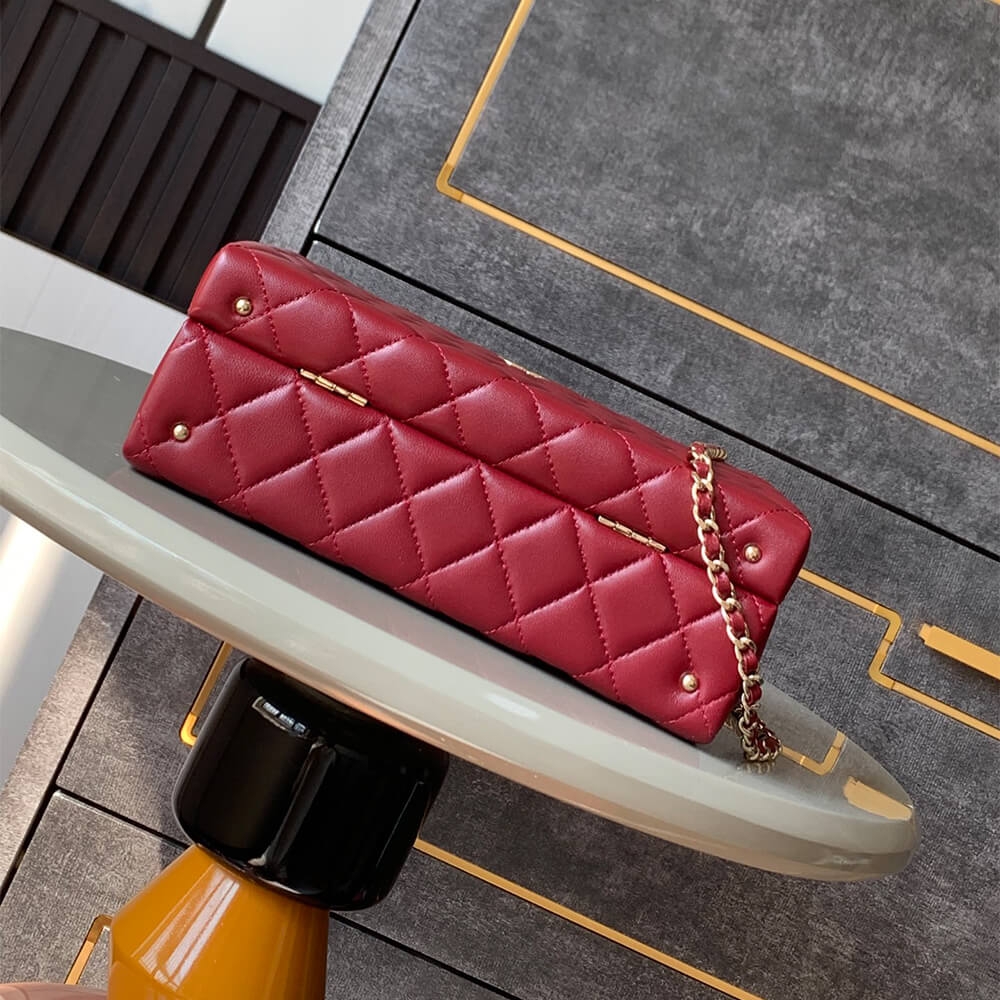 Chanel Box Pack AAA Quality Bag in Wine Red Lambskin - Image 4