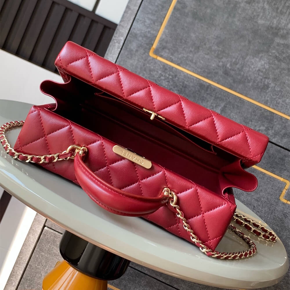 Chanel Box Pack AAA Quality Bag in Wine Red Lambskin - Image 5