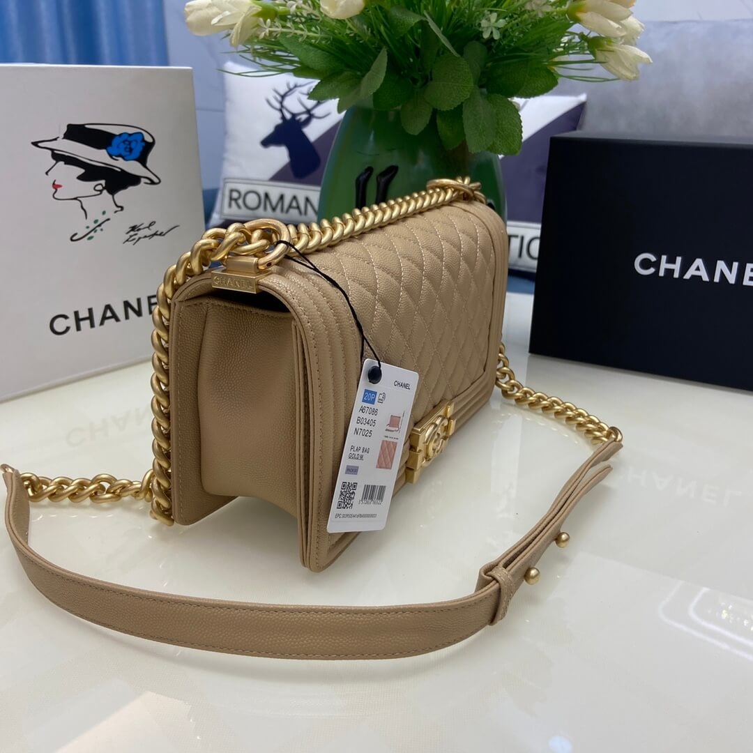 Chanel Boy Handbag A67086 – Apricot - Image 2