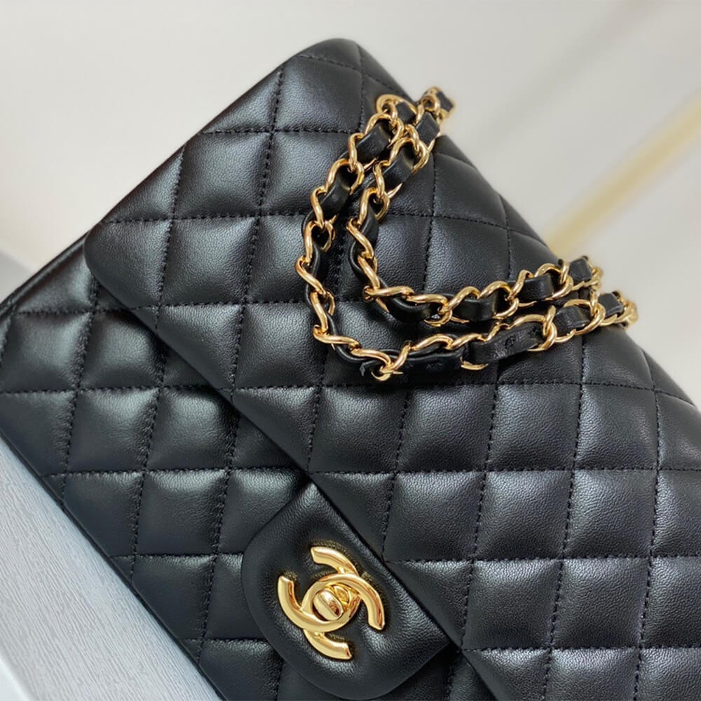 Chanel Classic Medium Handbag A01112 – Black Lambskin - Image 4
