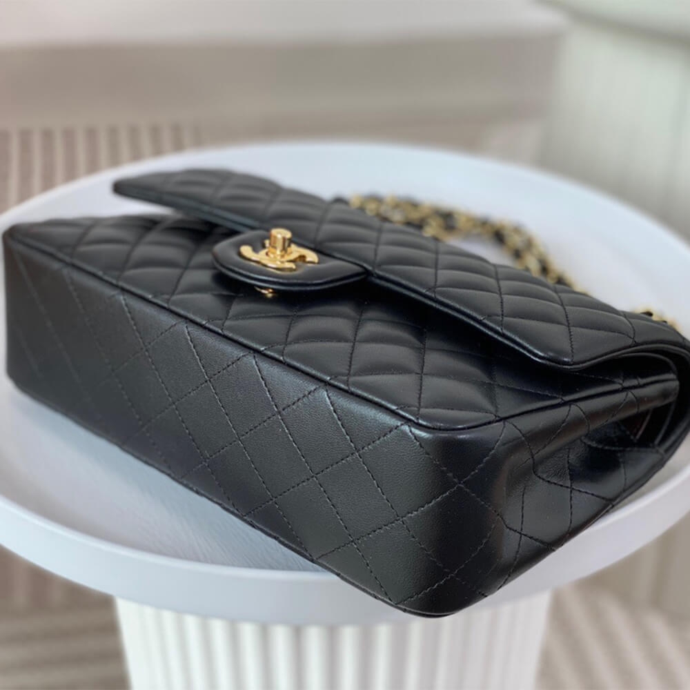 Chanel Classic Medium Handbag A01112 – Black Lambskin - Image 6