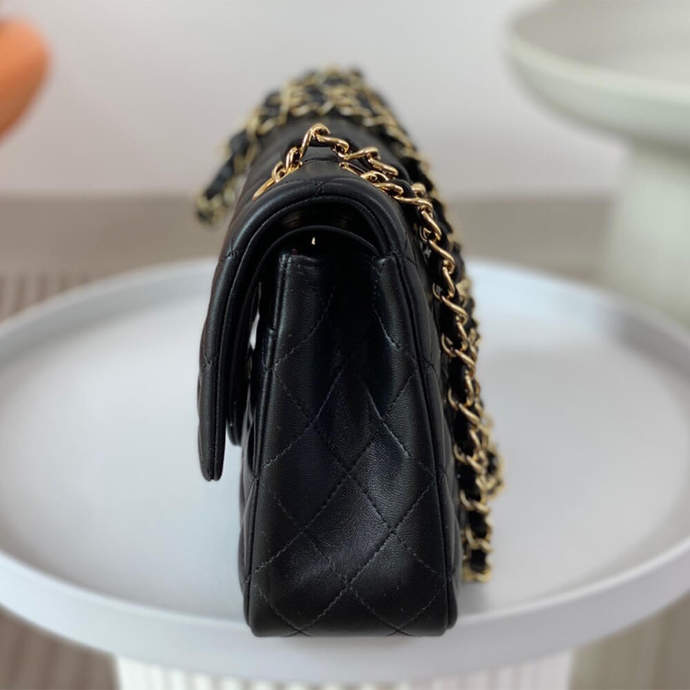 Chanel Classic Medium Handbag A01112 – Black Lambskin - Image 5