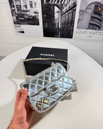 Chanel Metallic Quilted Mirror Calfskin Super Clone Quality Bag for Women