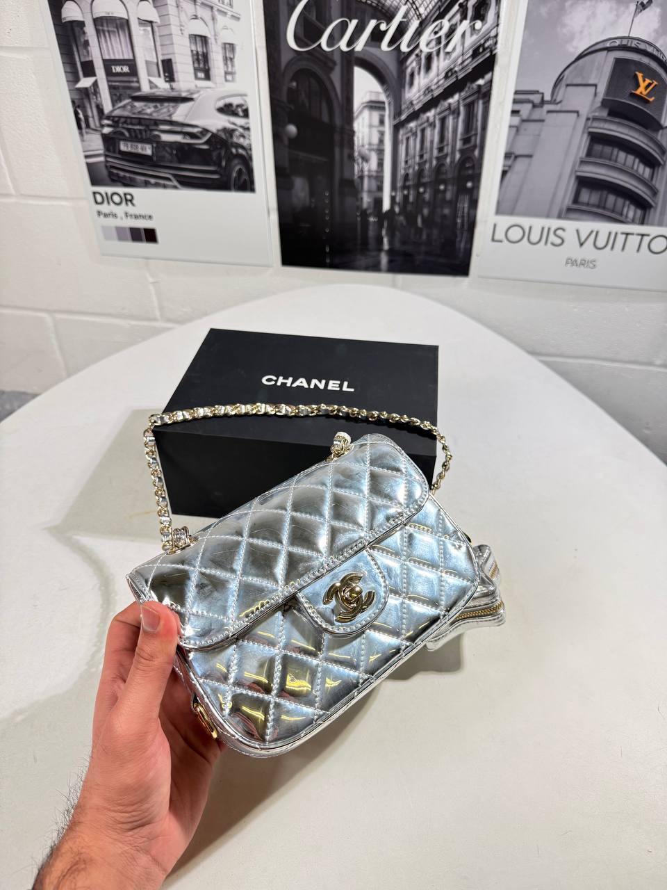 Chanel Metallic Quilted Mirror Calfskin Super Clone Quality Bag for Women