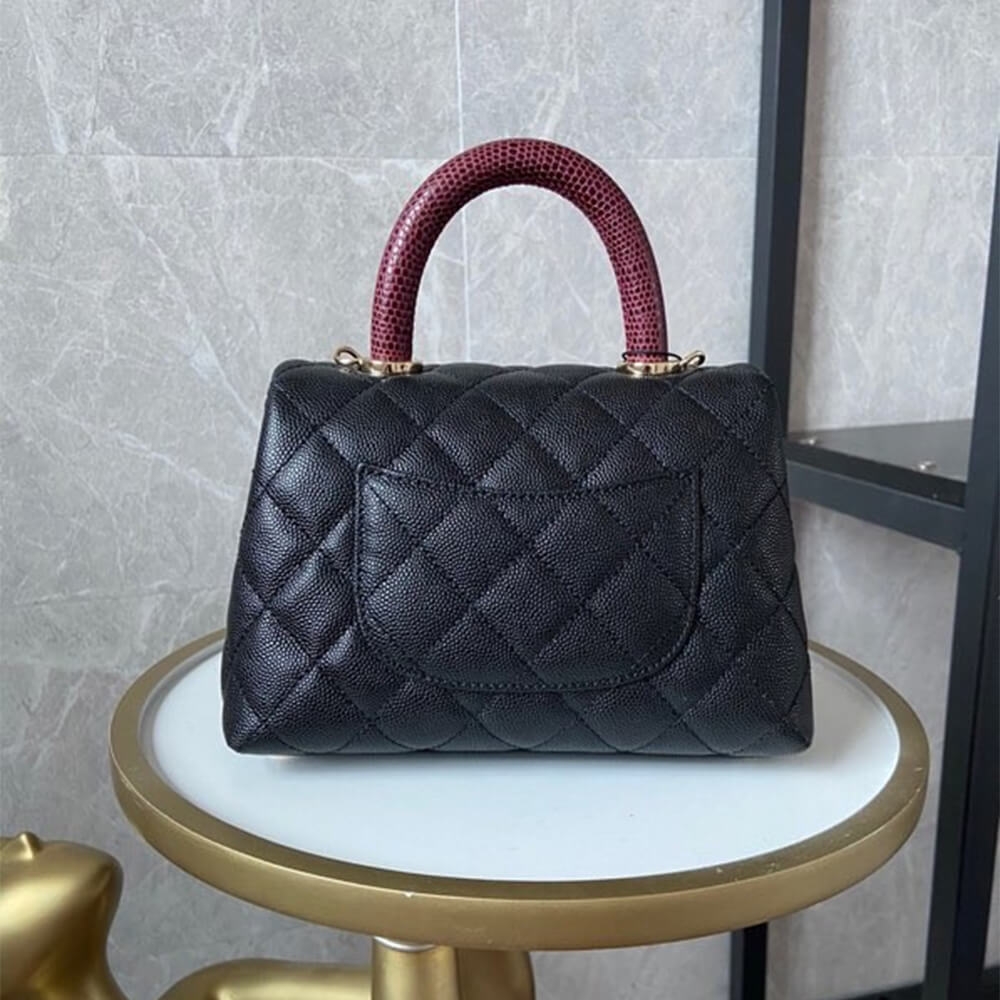 Chanel Mini Coco Handle Flap 1:1 Mirror Quality Shoulder Bag – Black - Image 2