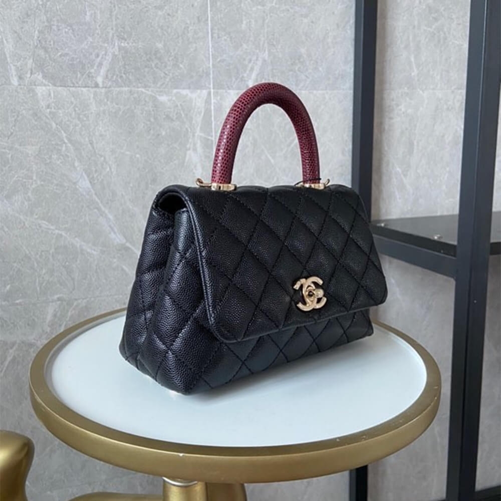 Chanel Mini Coco Handle Flap 1:1 Mirror Quality Shoulder Bag – Black - Image 3