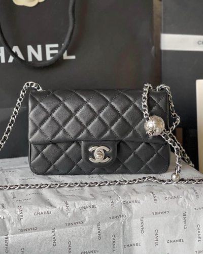 Chanel Pearl Crush First Copy Mini Rectangular Flap Bag – Black