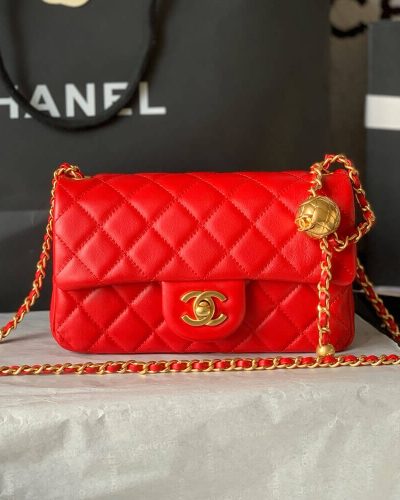 Chanel Pearl Crush Mini Rectangular Flap Bag AS1787 – Red1