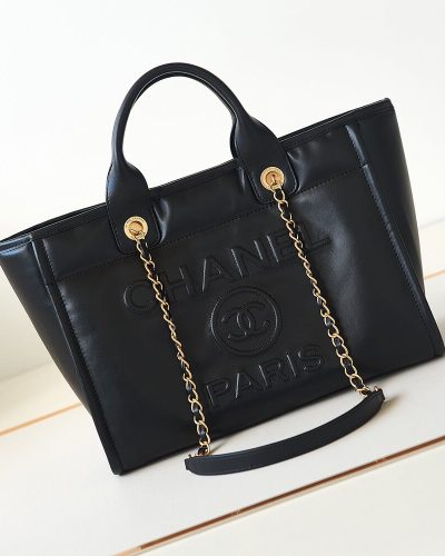 Chanel Small Tote 1:1 Replica Bag in Black Calfskin