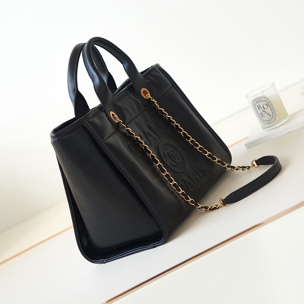 Chanel Small Tote 1:1 Replica Bag in Black Calfskin - Image 3
