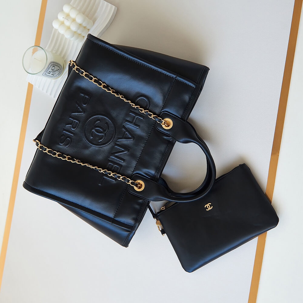 Chanel Small Tote 1:1 Replica Bag in Black Calfskin - Image 4