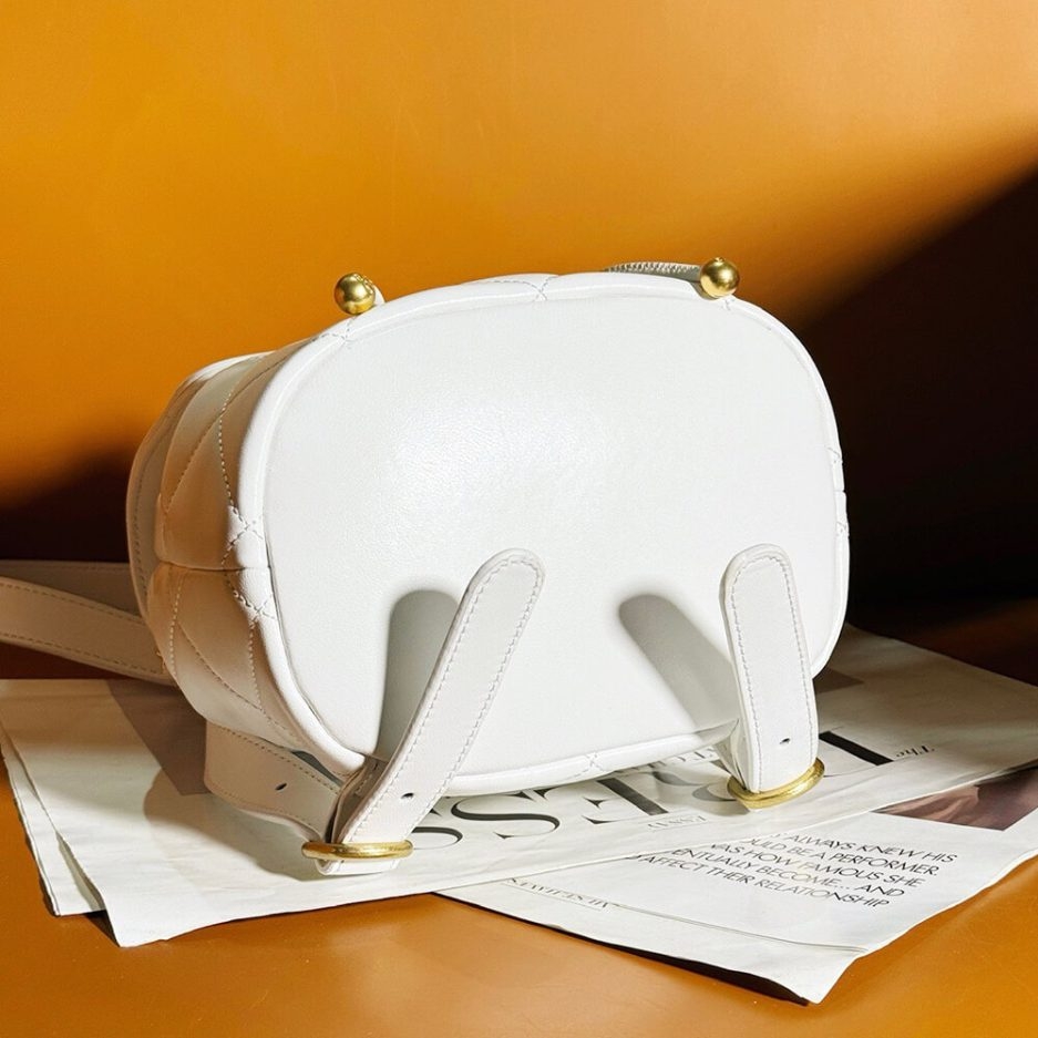 Chanel White Mini Fake Designer Backpack in Lambskin - Image 3