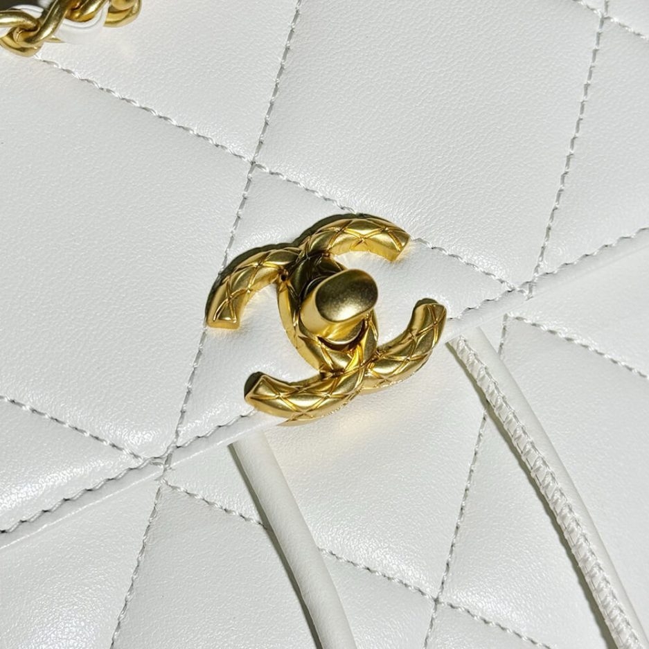Chanel White Mini Fake Designer Backpack in Lambskin - Image 4