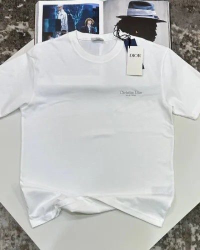 Christian Dior AAA Quailty Couture Logo Embroidered Cotton T-Shirt white Christian Dior AAA Quailty Couture Logo Embroidered Cotton T-Shirt white