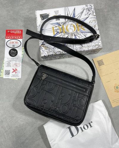 Christian Dior Black Gravity Leather Mini Messenger Bag AAA Quailty