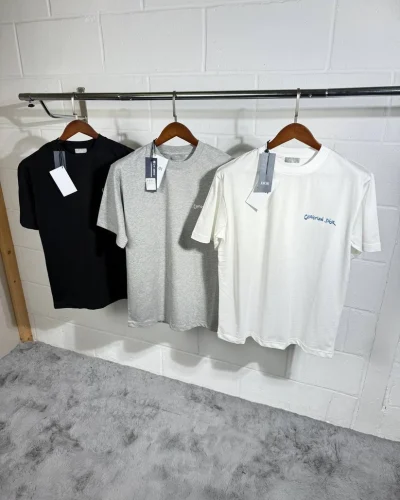 Christian Dior Blue Embroidery Logo Couture T-Shirt