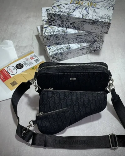 Christian Dior Clone Quailty Saddle Triple Pouch