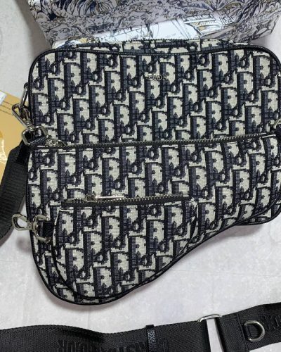 Christian Dior Clone Quailty Saddle Triple Pouch Bag