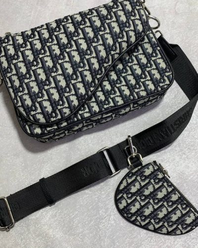 Christian Dior Clone Quailty Saddle Triple Pouch Bag full veiw