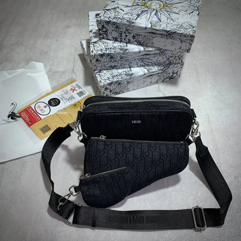 Christian Dior Clone Quailty Saddle Triple Pouch