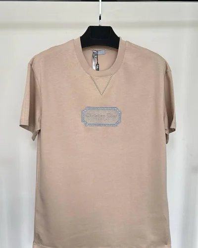 Christian Dior Couture Embroidered Center Logo T-Shirt brown Christian Dior Couture Embroidered Center Logo T-Shirt brown